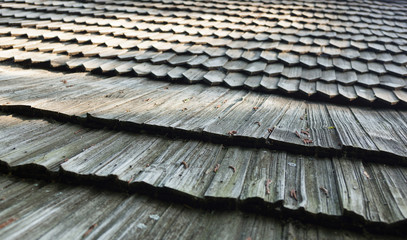 Old wooden shingle roof