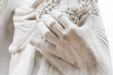 Sculpture of St. Bernard - detail, rough hand