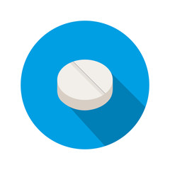 Tablet in a blue circle with a shadow on a white background