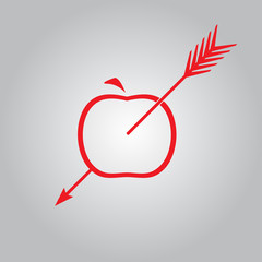 Apple with arrow. Vector illustration.