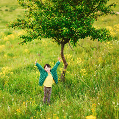 Fototapeta premium The children happy outdoors.