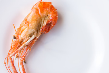 Fried shrimp with salt on dish