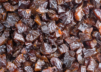 Close view of diced prunes