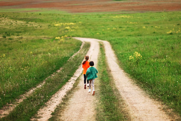 Obraz premium The children happy outdoors.