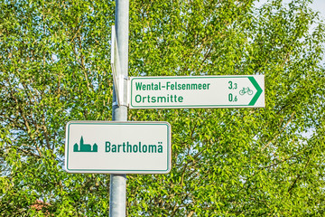 Bikeway sign, Bartholomae - Wental-Felsenmeer