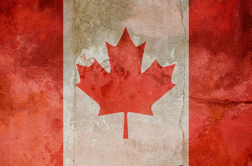 closeup of grunge canadian flag