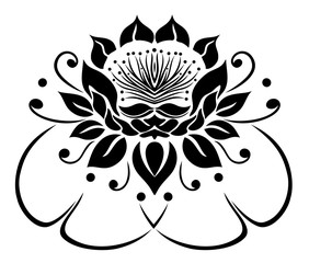 Große Lotusblume mit Blättern.  Yoga, Meditation, Wellness.