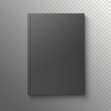 Black book on a transparent background. Vector illustration of the book business. Pattern books for web. White book template.