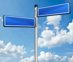 leere Wegweiser, Hinweisschild vor Himmel