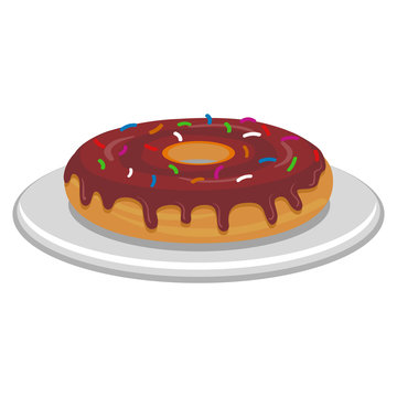 Vector Illustration of Donut on plate