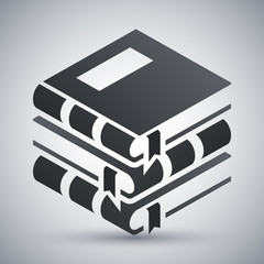 Vector Books icon. Stack of Books simple icon on a light gray ba