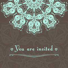 Retro card with mandala. Vintage background with place for text.