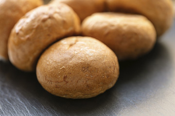 fresh round buns close-up