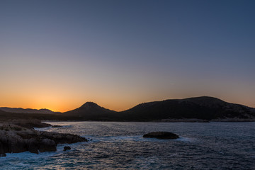 Sunset at Cala Agulla on Mallorca, Spain