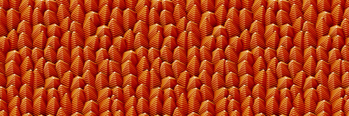 seamless banner with orange hexagon based pyramid objects