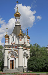 Fototapeta na wymiar Chapel of St. Catherine at the Labor square in Yekaterinburg