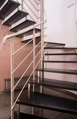 Modern staircase with silver railing