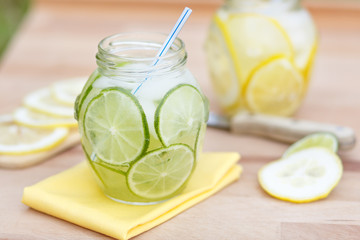 homemade lemonade. sweet refreshing non-alcoholic drink in the street during the day. life style
