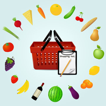 Food grocery shopping web infographics concept