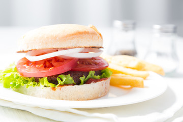 Hamburger and french fries