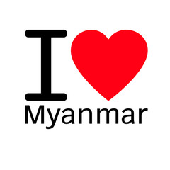 i love Myanmar lettering illustration design with heart sign