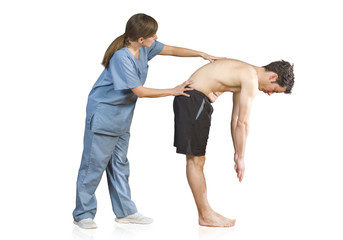 Physiotherapist / chiropractor doing a visual exploring, static/