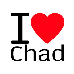 i love Chad lettering illustration design with heart sign