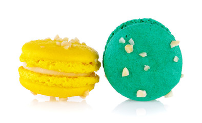  macaroons on white background