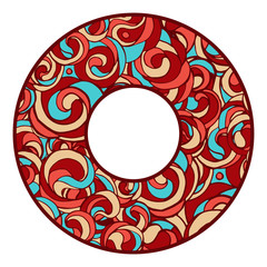 Beautiful bright round frame with pattern, painted by hand. Juicy and vibrant summer colors, elegant and dynamic line. Vector pattern.