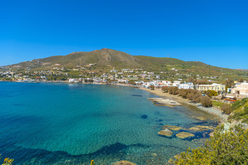 Beautiful sandy beach in Syros, Cyclades, Greece.