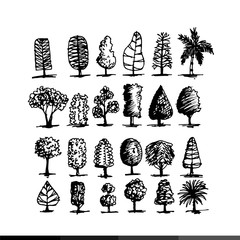 Hand Draw Tree Icon Illustration design