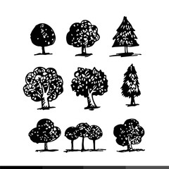 Hand Draw Tree Icon Illustration design