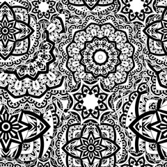 Mandala texture in bright colors. Seamless pattern on indian style. Abstract vector background