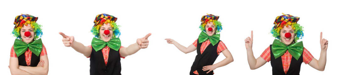 Female clown isolated on white