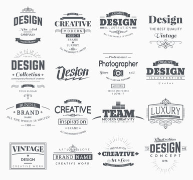 Retro Creative Vintage labels template and Logo set. Vector design elements business signs, branding, badges, objects, identity, labels.