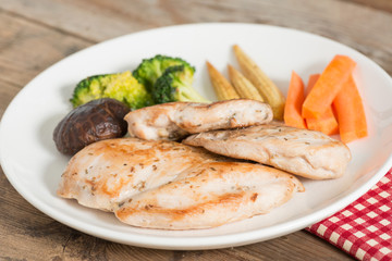 Diet food, Grilled chicken and vegetable.