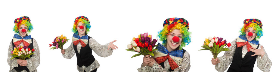 Female clown isolated on white