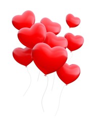 Plakat Luftballons mit Herzform fliegen zur Himmel