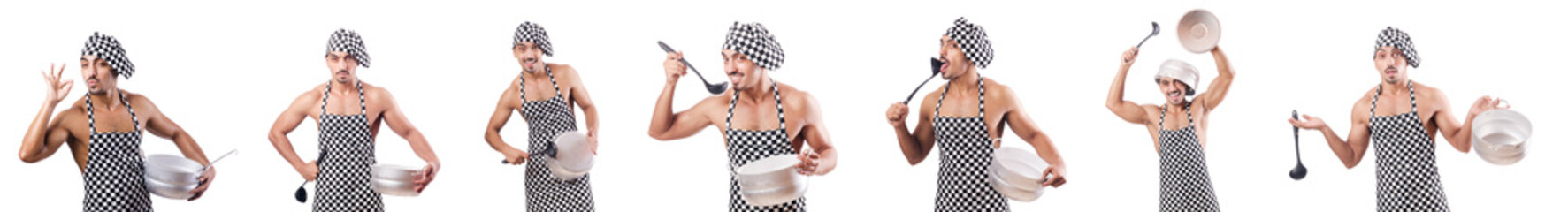 Sexy male cook isolated on the white