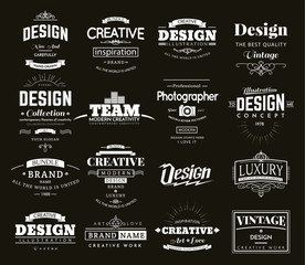 Retro Creative Vintage labels template and Logo set. Vector design elements business signs, branding, badges, objects, identity, labels.