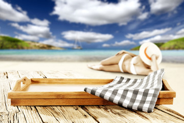 wooden old table place and summer day 