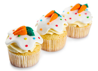 Easter cupcakes on white background