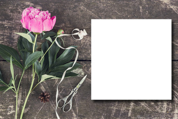 Cute and stylish branding mockup photo wit peonies.