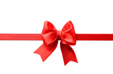 Red ribbon bow  on a white background