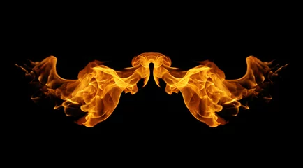 Papier Peint photo autocollant Flamme les flammes de feu abstraites ressemblent à une aile sur fond noir