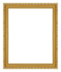The antique gold frame on the white background