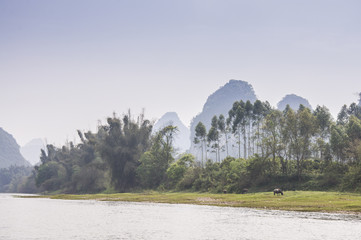 The beautiful karst mountains and river scenery in Guilin, China