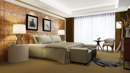 Elegantes Hotelzimmer mit Doppelbett