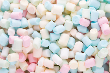 Background or texture of colorful mini marshmallows.