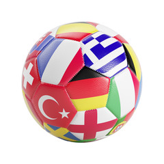 Ball zur Fußball EM mit vielen Länder-Flaggen © Robert Kneschke